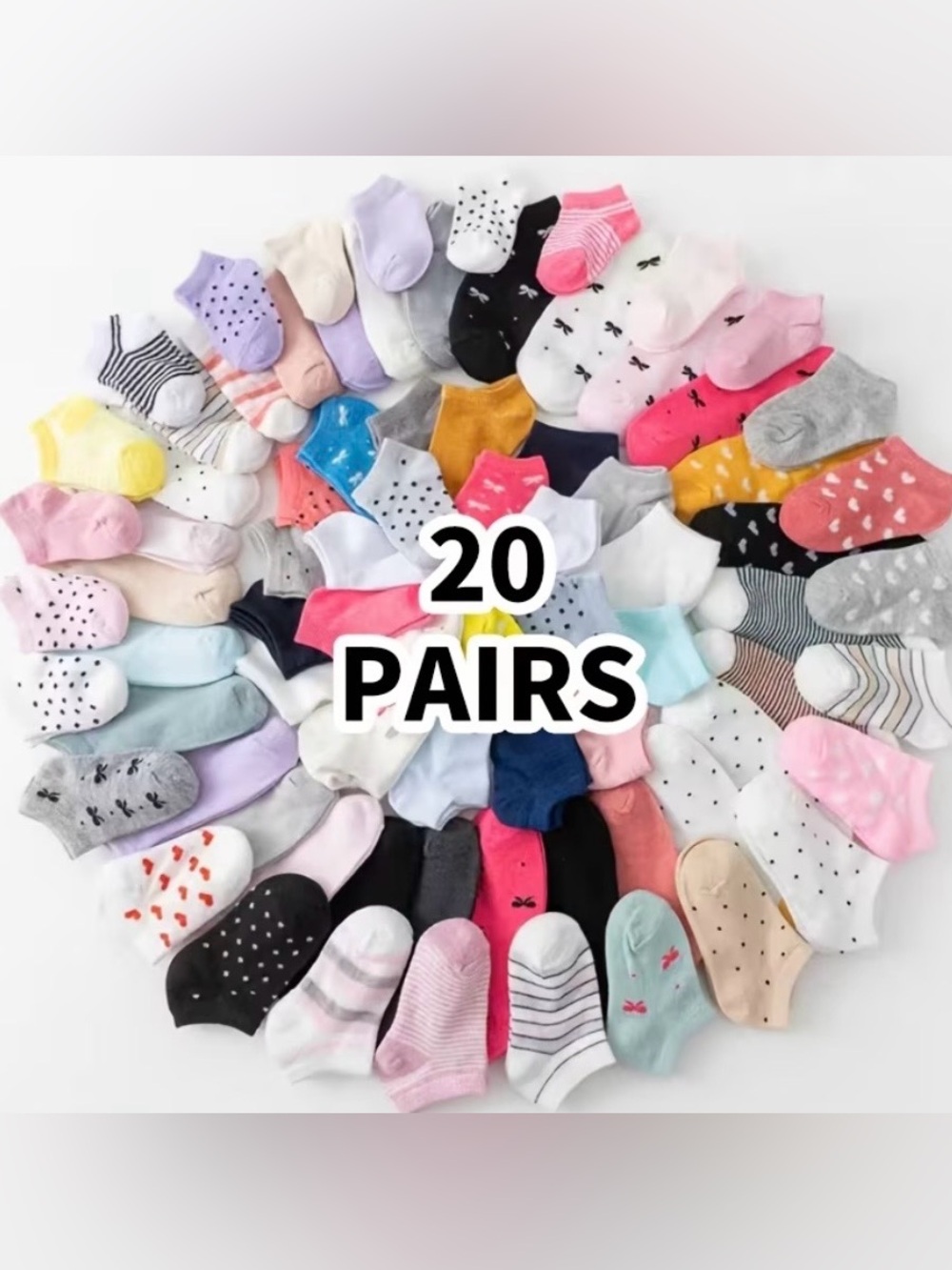 Assorted Kids No-Show Sock Pack - 20 Pairs - Multicolor 6-12 months